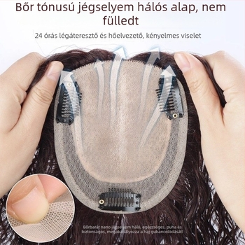 Valódi hajból készült göndör hajrész nőknek, bolyhos kiegészítő a fejtetőre, elfedi a fehér hajat, természetes dúsítás, könnyű és láthatatlan