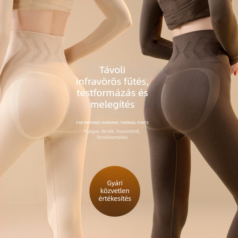 Női téli varrás nélküli magas deréktámas termos leggings, formázó a hasat és emelő a csípőt