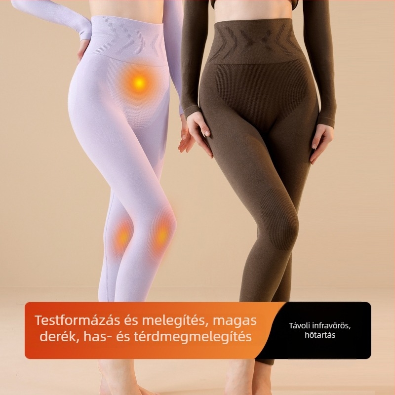 Női téli varrás nélküli magas deréktámas termos leggings, formázó a hasat és emelő a csípőt