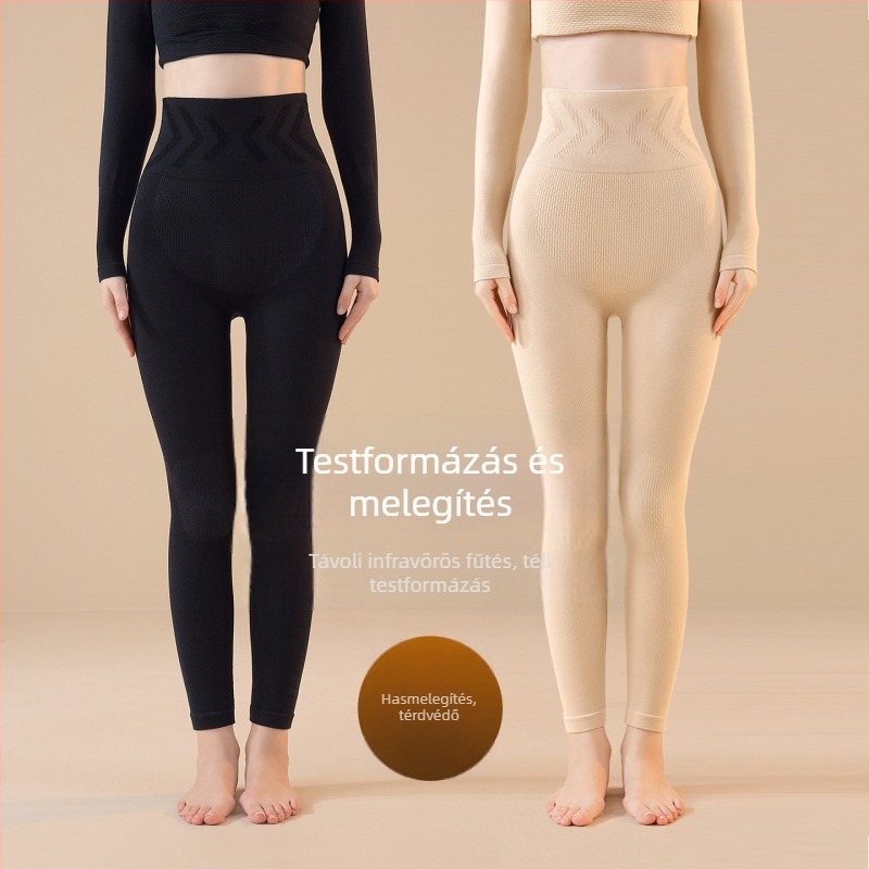 Női téli varrás nélküli magas deréktámas termos leggings, formázó a hasat és emelő a csípőt