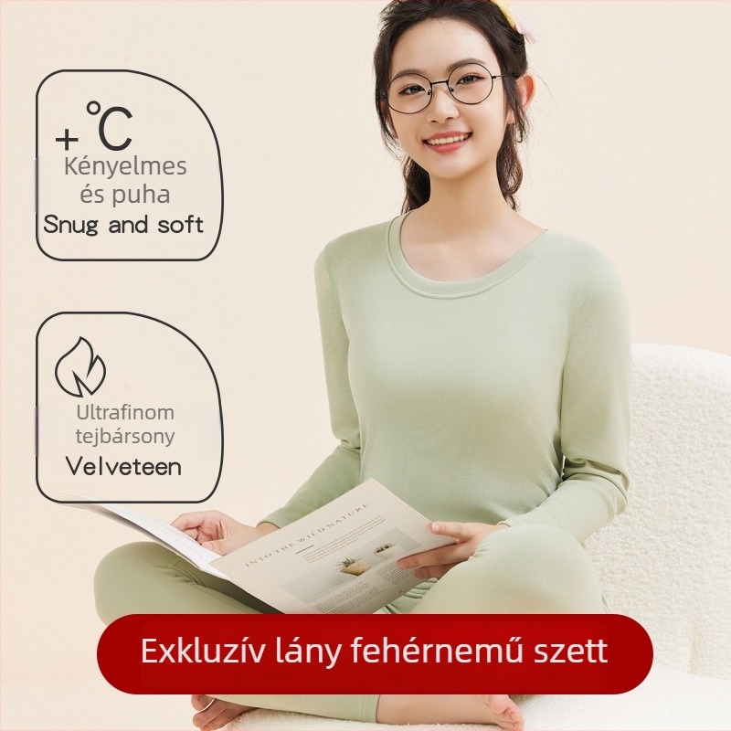 Ultra‑puha tej velúr termikus szett tiniknek – felső és alsó, kétoldalas bolyhosítás, őszi-téli, akril