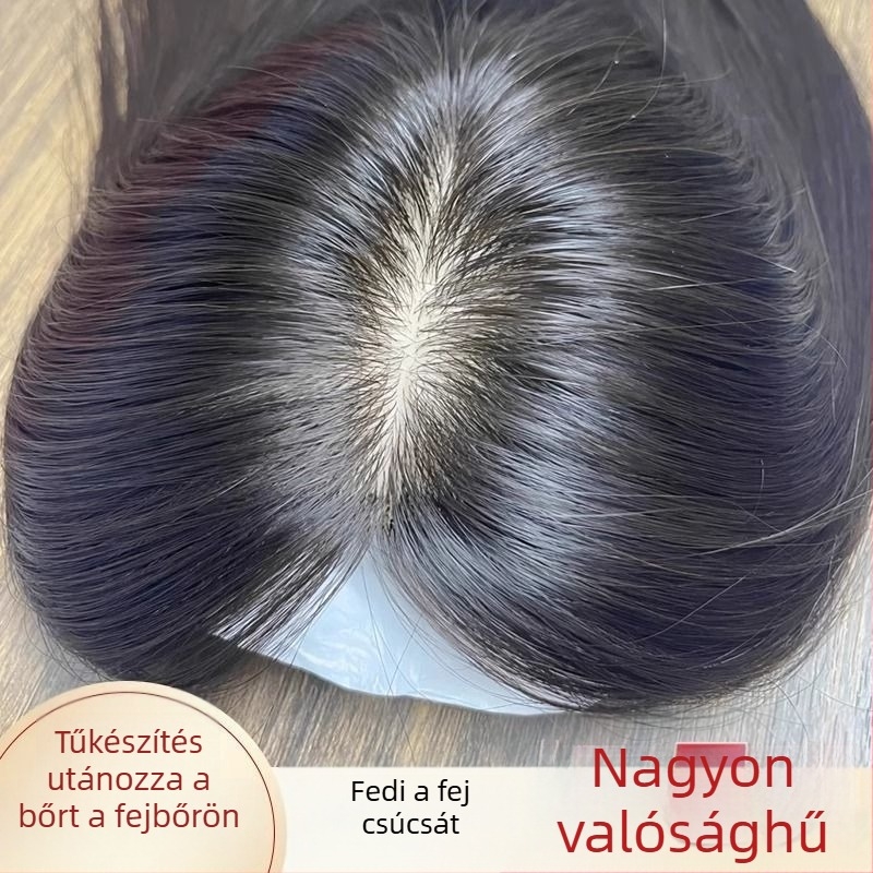 Női koronatopper valódi emberi hajból, egyenes, volumen, ősz haj fedése, természetes varrat nélküli hatás, hossz 25/30/35 cm