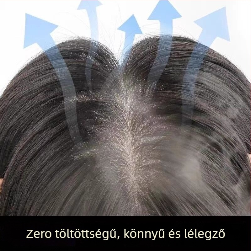 Női koronatopper valódi emberi hajból, egyenes, volumen, ősz haj fedése, természetes varrat nélküli hatás, hossz 25/30/35 cm