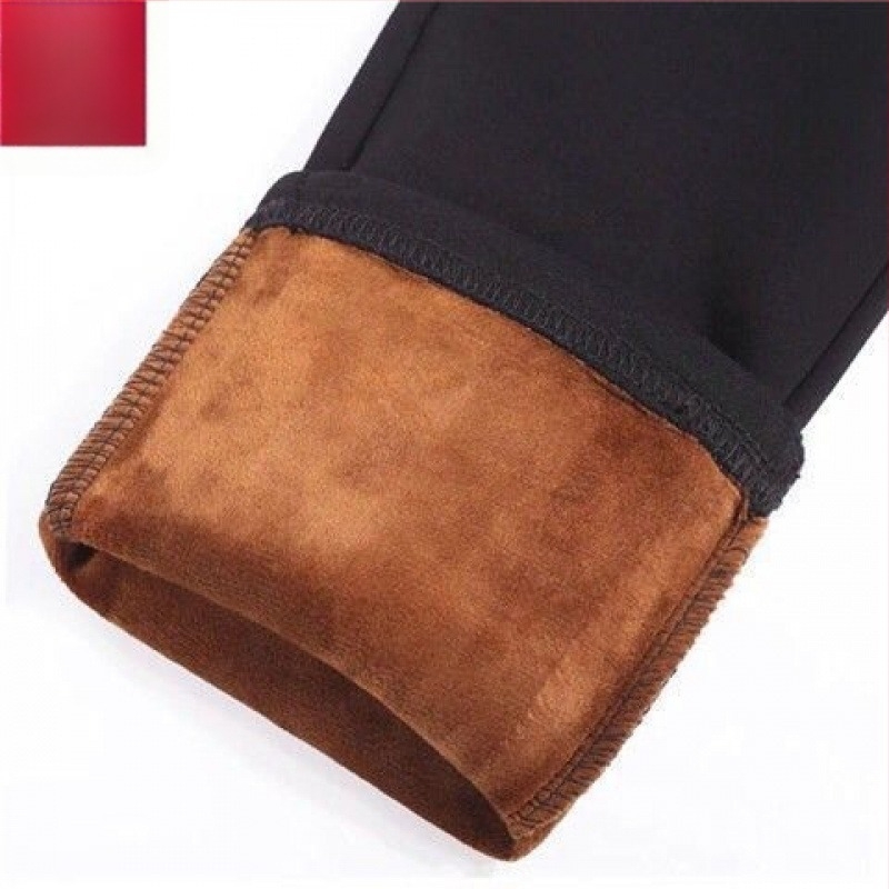 Női ceruzaszárú nadrág magas derekú, fleece béléssel, chenille-spandex anyagból, közepes vastagságú