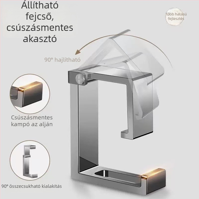 Rozsdamentes acél mosdó tartó – fúrás nélküli, falra akasztható, 1 réteg, 5–10 kg teherbírás, elektroplatinált felület