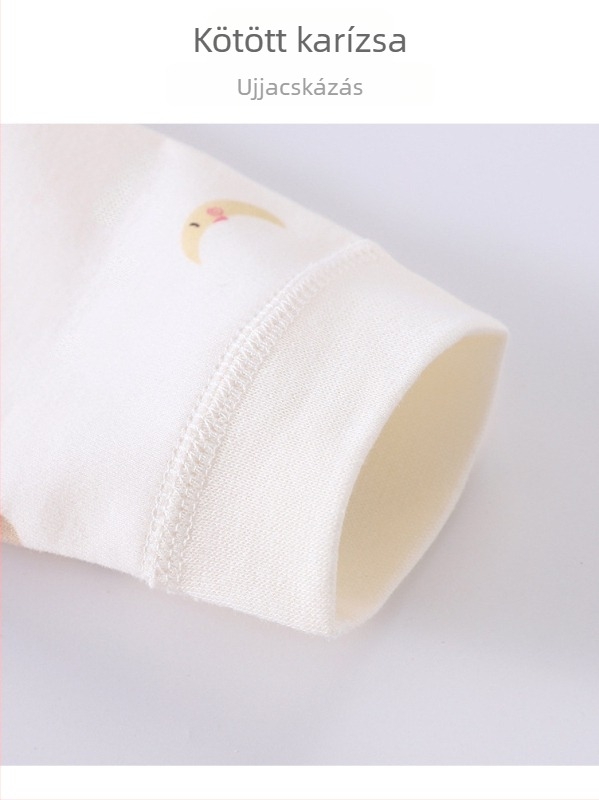 Újszülött babatop 100% pamutból, Brushed, V-nyakú, kapucniátlan, uniszex, tavasz–őszre