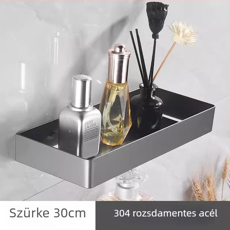 Tükör elé előtti tárolópolc, falra szerelt, rozsdamentes acélból, elektroplattált felülettel, 20 kg teherbírás, modern stílus
