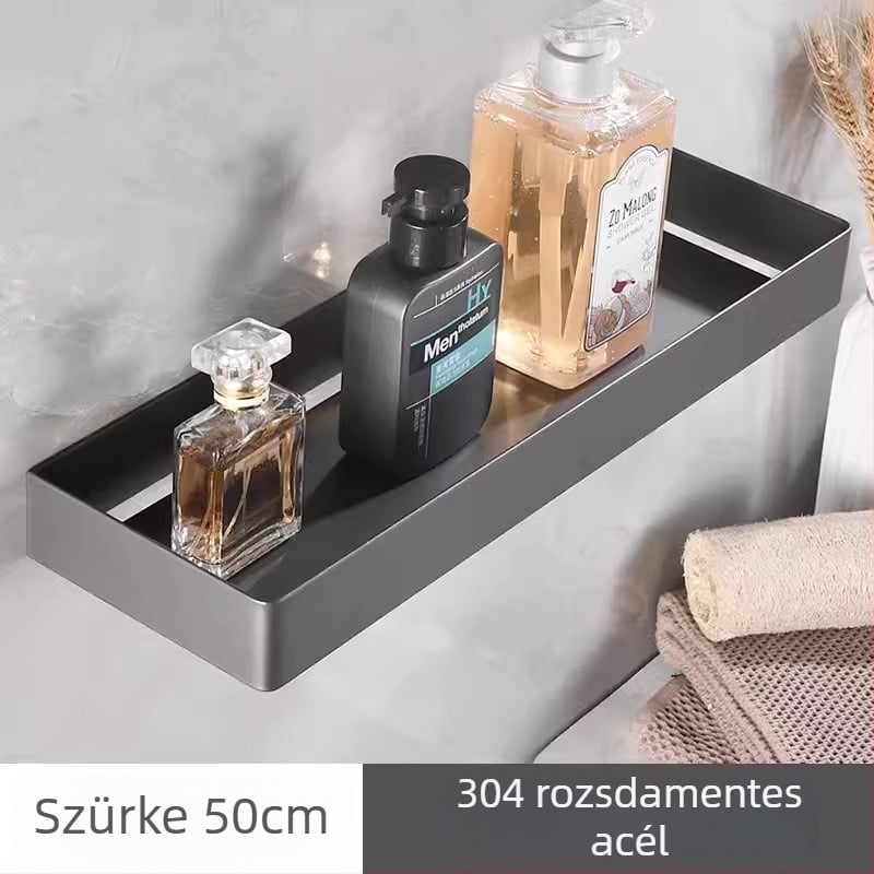 Tükör elé előtti tárolópolc, falra szerelt, rozsdamentes acélból, elektroplattált felülettel, 20 kg teherbírás, modern stílus