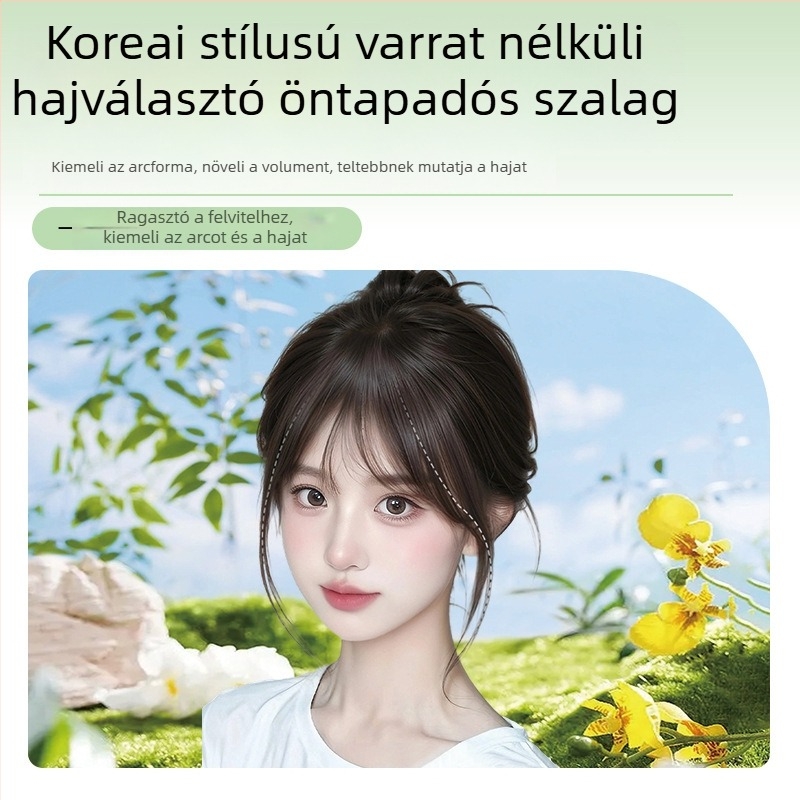 Valódi hajból készült, teljesen kézzel horgolt paróka darab, Velcro szalaggal, Velcro small t modell, egyenes haj