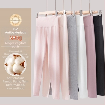Női magas derekú pamutnadrág őszi-téli időszakra, 100% pamut, vastag plüss bélés, meleg leggings