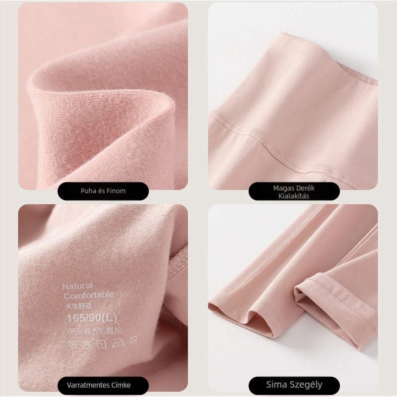Női magas derekú pamutnadrág őszi-téli időszakra, 100% pamut, vastag plüss bélés, meleg leggings