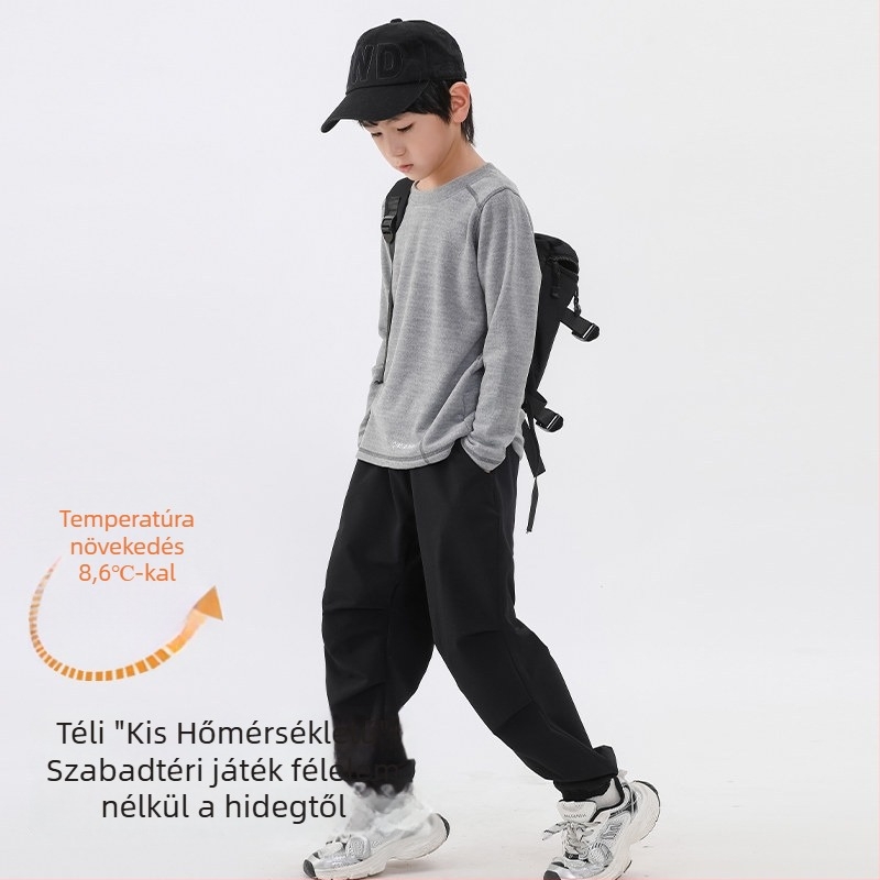 Fiús hosszú ujjú termo felső, német flisz, magas gallér, poliészter, Biztonsági osztály B, téli szezon 2025