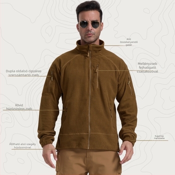 Fleecdzseki álló gallérral, polár fleece anyagból és béléssel, uniszex, melegen tart