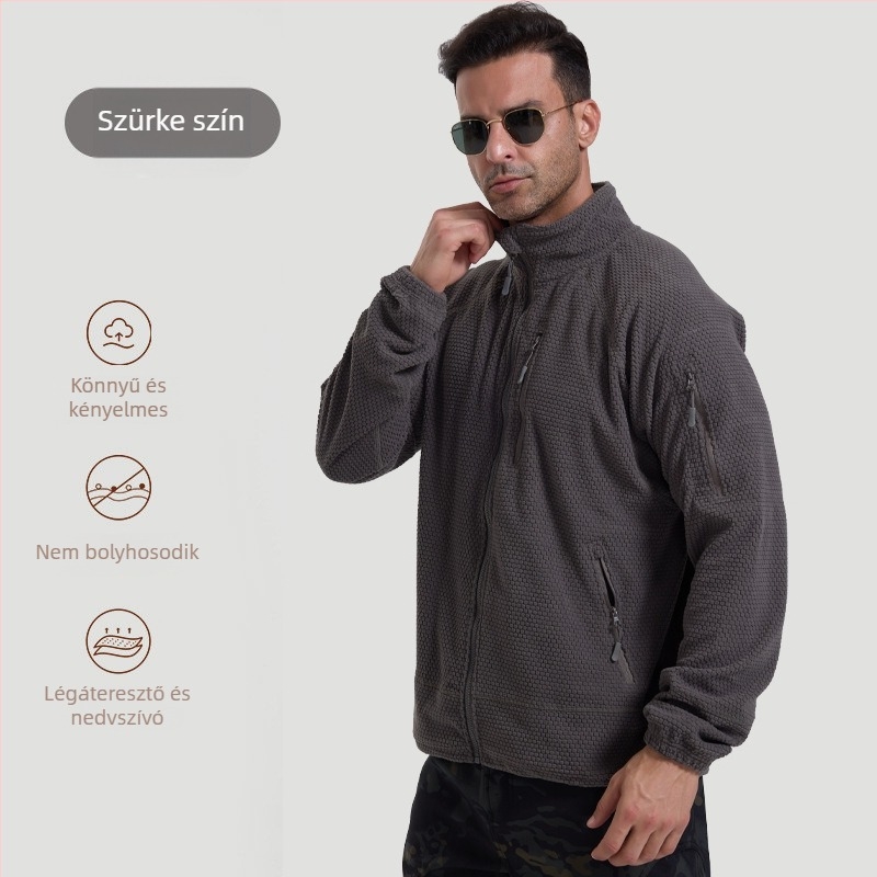 Fleecdzseki álló gallérral, polár fleece anyagból és béléssel, uniszex, melegen tart