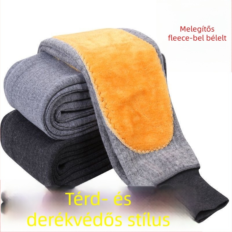 Férfi melegítő nadrág pamut fleece bélés, térd- és deréktámasz védelem, velúr bélés, extra vastag anyag, egyszínű