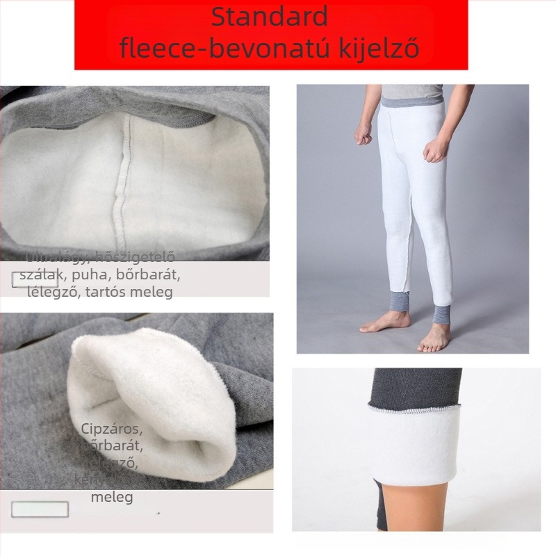 Férfi melegítő nadrág pamut fleece bélés, térd- és deréktámasz védelem, velúr bélés, extra vastag anyag, egyszínű