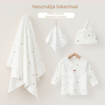Újszülött pamut hosszú ujjú felső, V-nyakú, 100% pamut, minden évszakra