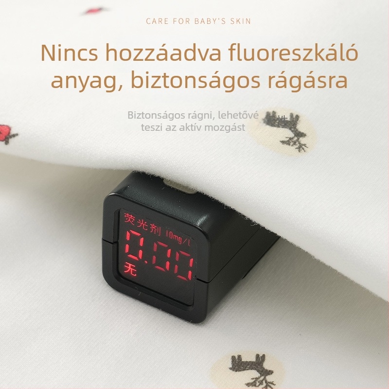 Újszülött pamut hosszú ujjú felső, V-nyakú, 100% pamut, minden évszakra