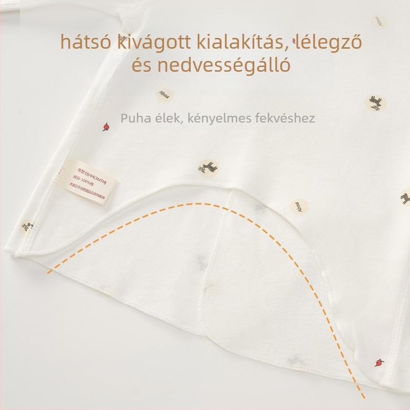 Újszülött pamut hosszú ujjú felső, V-nyakú, 100% pamut, minden évszakra