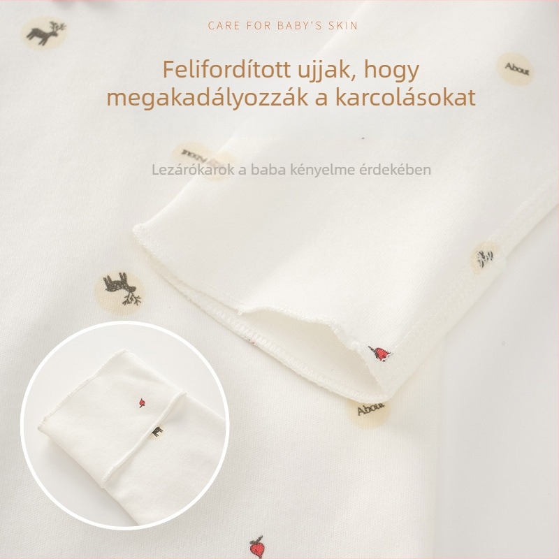 Újszülött pamut hosszú ujjú felső, V-nyakú, 100% pamut, minden évszakra