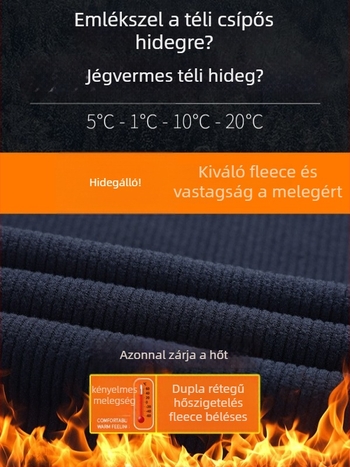 Férfi grafénnel bélelt polár dzseki kapucnival, álló gallérrel, téli-ősz kültéri használatra