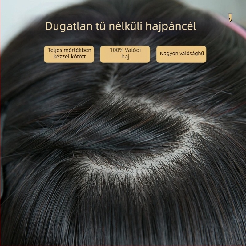 Női hajdarab – valódi emberi haj, egyenes, kézzel szőtt, magas koronával; modell Bangs hair piece, OEM/domestic, eredet Henan