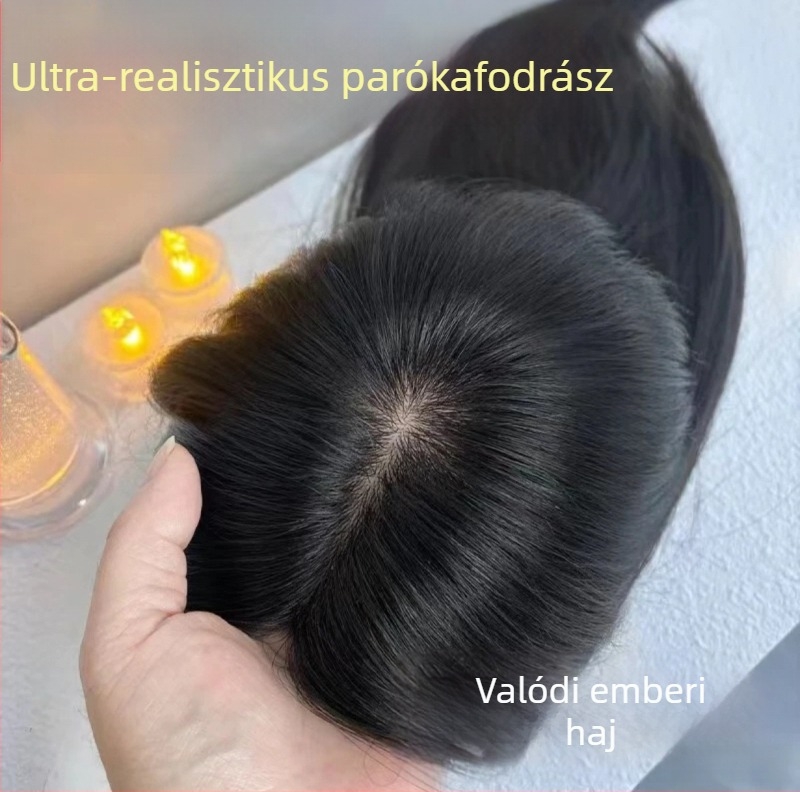 Női hajdarab – valódi emberi haj, egyenes, kézzel szőtt, magas koronával; modell Bangs hair piece, OEM/domestic, eredet Henan