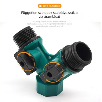 Y-alakú műanyag mosógép csapcsatlakozó, kettős átfolyású, 1–2 víz elosztó