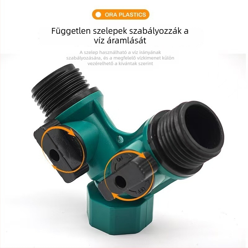 Y-alakú műanyag mosógép csapcsatlakozó, kettős átfolyású, 1–2 víz elosztó