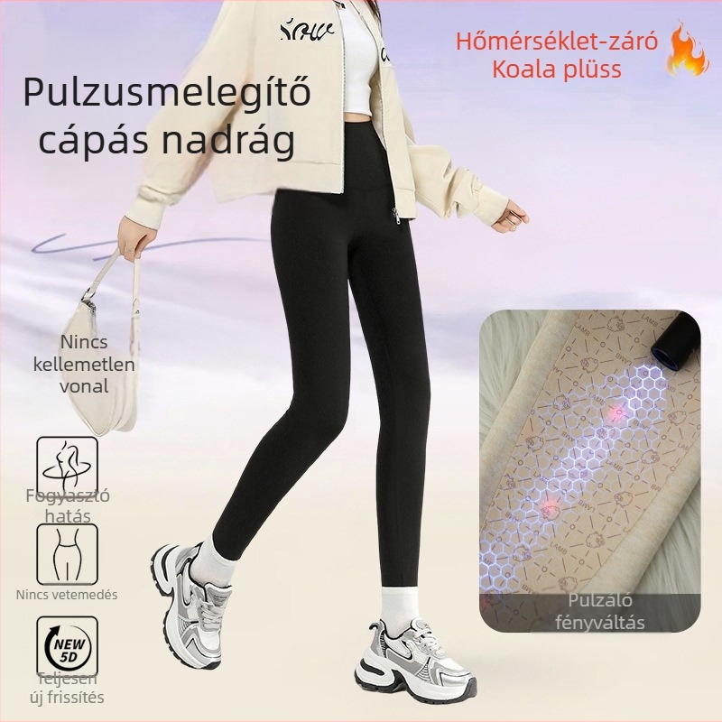 Barbie magas derekú téli tréningnadrág nylon-spandex keverék, geometriai mintázat, vast anyag, szűk fazon