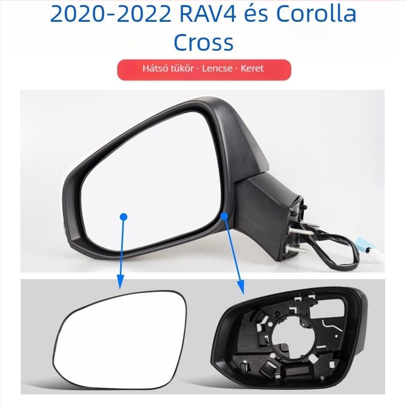 Visszapillantó tükörház fényjelzővel és lencse keretével 2020-2022 Toyota RAV4-hez