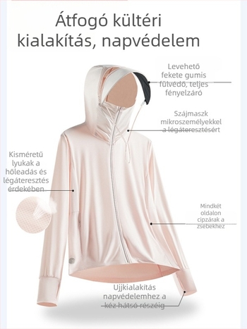 Kapucnis kültéri szélvédő kabát UV védelem, nejlon, gyorsan száradó, lélegző, horgászathoz és kirándulásokhoz