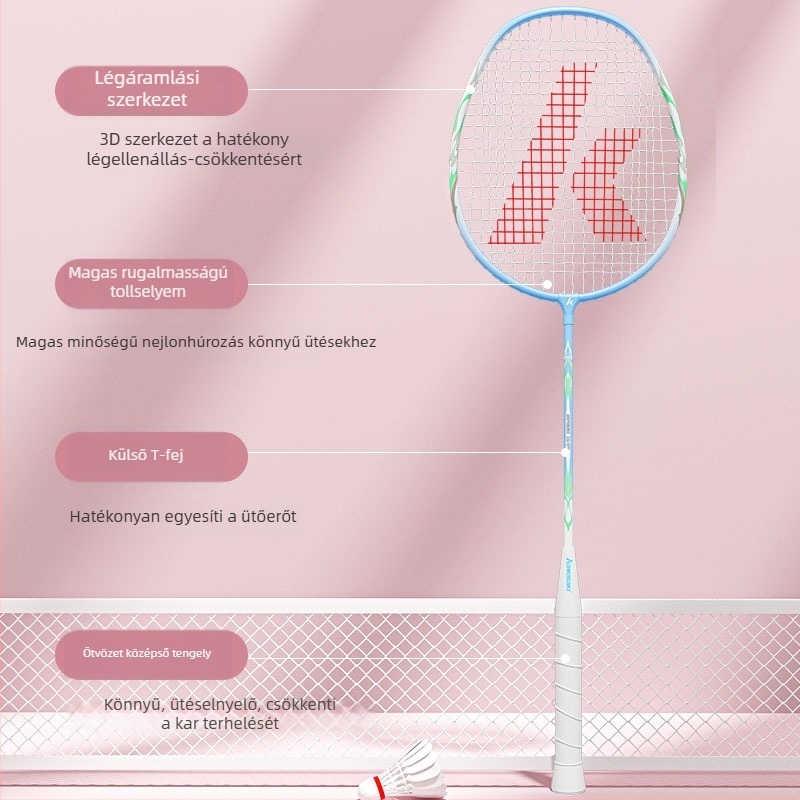 Badmintonütő Kawasaki X700 — vasötvözetből készült váz, rostszálas húzóanyag, 95–100 g, G3 fogó