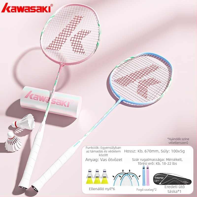 Badmintonütő Kawasaki X700 — vasötvözetből készült váz, rostszálas húzóanyag, 95–100 g, G3 fogó