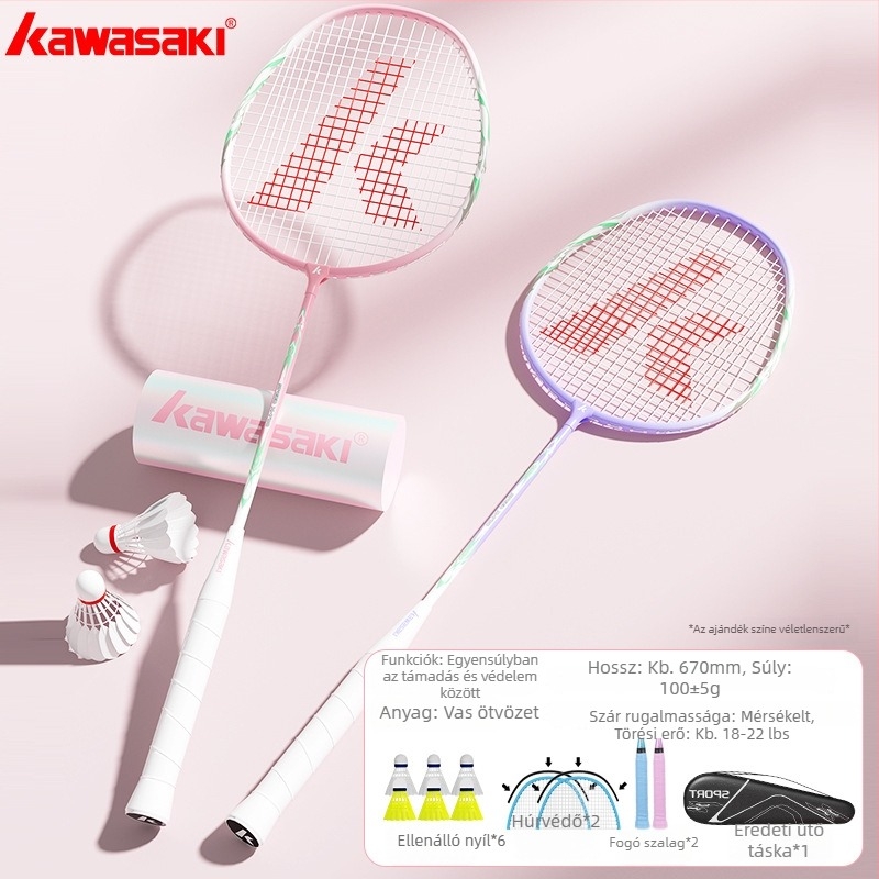 Badmintonütő Kawasaki X700 — vasötvözetből készült váz, rostszálas húzóanyag, 95–100 g, G3 fogó