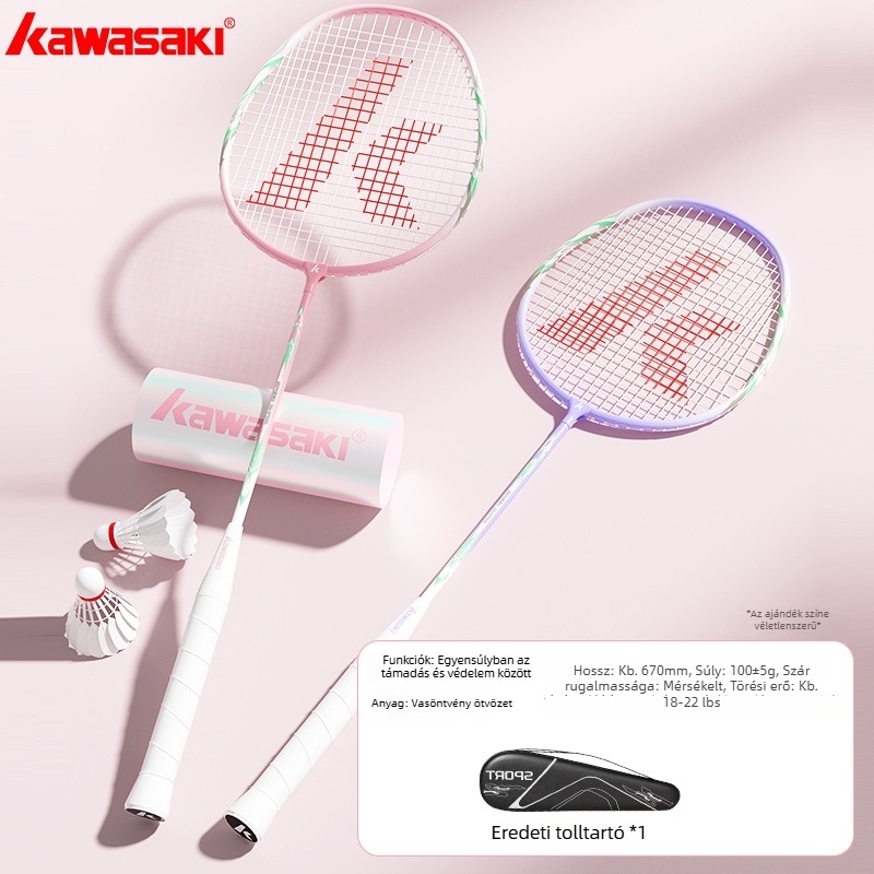 Badmintonütő Kawasaki X700 — vasötvözetből készült váz, rostszálas húzóanyag, 95–100 g, G3 fogó