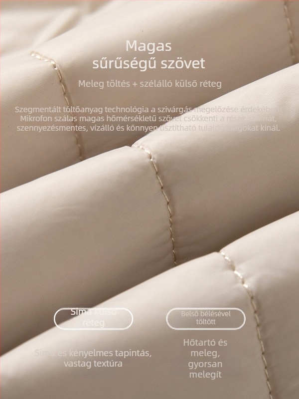 Női nylon mellény cipzárral, álló gallér, karcsú szabás, másodlagos anyag: juh gyapjú
