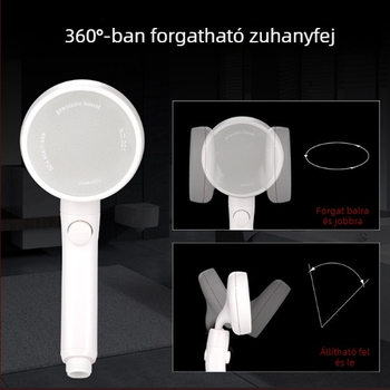 Többcélú zuhanyfej készlet kapcsolóval, nyomásfokozó, ABS, hordozható, 360° forgás, telepítés menetes 4 perc, modell 89949