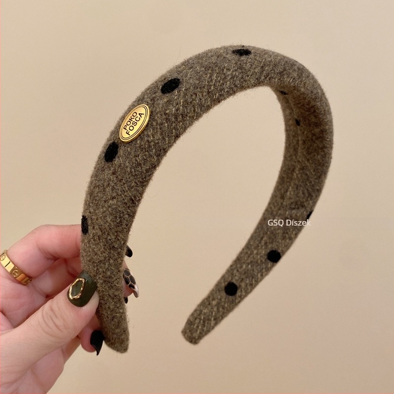 Francia stílusú fejpánt pöttyös mintával, kézzel készített, kevert anyagok, koreai stílus