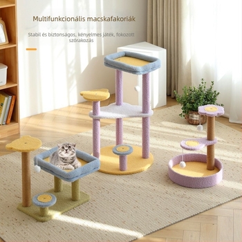 Macskabúvóállvány integrált kendervásznás kaparóoszloppal, pásztor-stílus, anyag: Egyéb, helyi termék