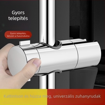 Fúrás nélküli zuhanyfej-tartó, állítható, krómozott felület, ABS anyag, CE tanúsítvány, egy kattintásos vízszünet