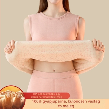 Női gyapjúval töltött termosz mellény fleece béléssel, vastag, őszi–téli alapréteg