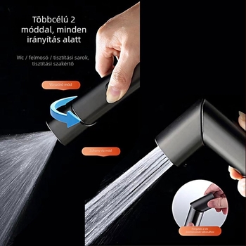 WC bidé zuhanykészülék forgó kapcsolóval - ABS, hordozható, spirálcsatlakozás, modell DHQ184, névleges nyomás 0,6, üzemhőmérséklet <90°C