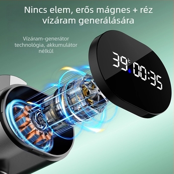 Zuhanycsap hőmérő LED kijelzővel és hőmérséklet-szabályozással (ABS, 0–60°C, keverő kimenet, spirálos szerelés)