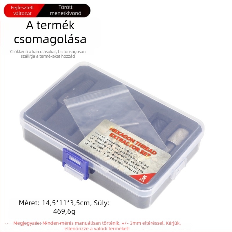 FURONGHUA Thread Breaker Extractor készlet kézi fúróhoz és háromszög alakú vízcső szelephöz, 4/6 menet, 5 darab, 71 mm hosszú, 45# acél