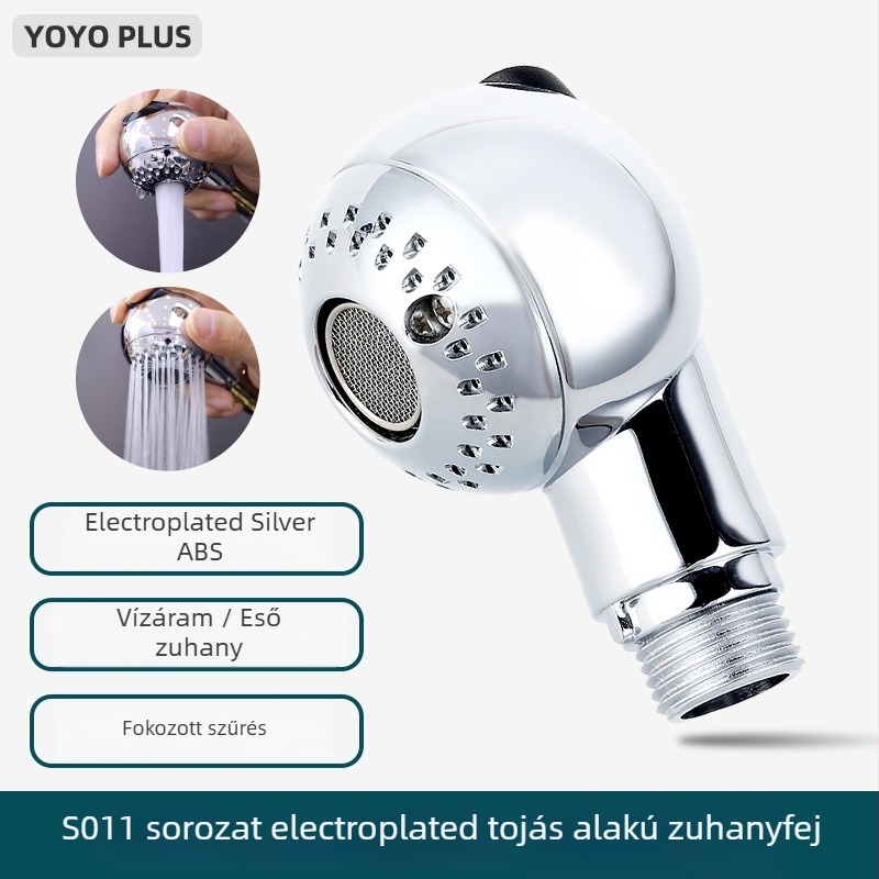 Hordozható ABS samponágy zuhanyfej, kapcsolható vízleadási üzemmód, automata vízáram, modell YO-S011, kézi telepítés