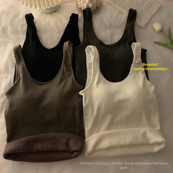 Női vastag fleece-béléssel ellátott top beépített melltartóbetéttel, téli benti