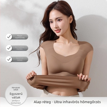 Női termikus mellény beépített kosarakkal, kerek nyakú, nylon anyag, melegített bolyhos bélés