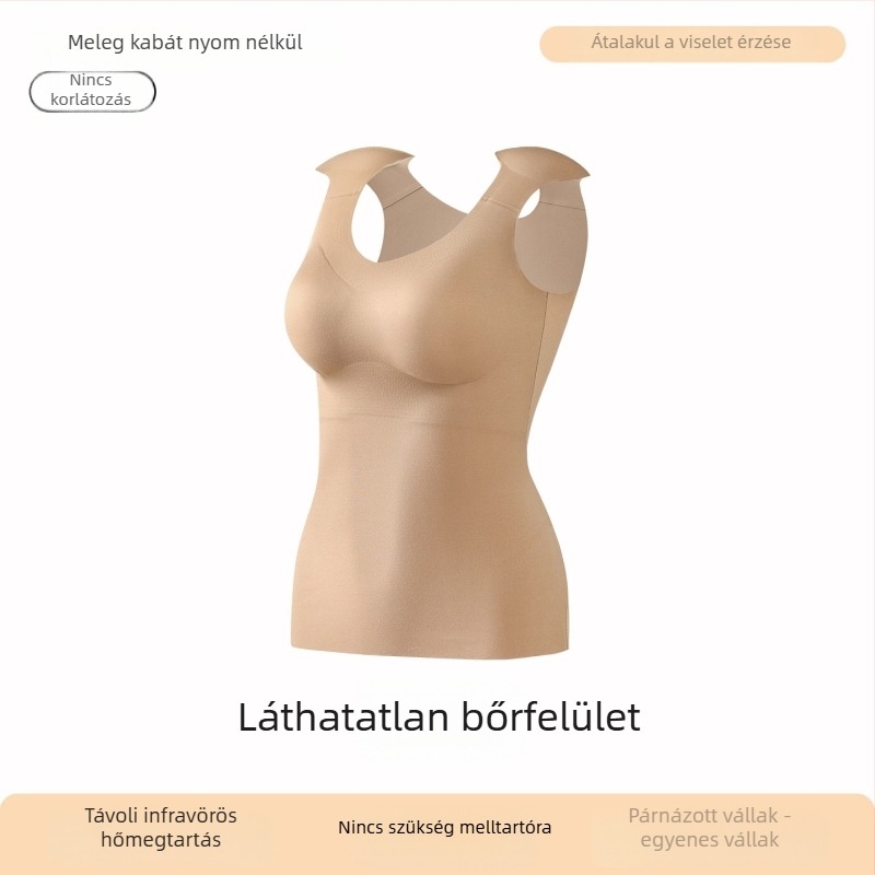 Női termikus mellény beépített kosarakkal, kerek nyakú, nylon anyag, melegített bolyhos bélés