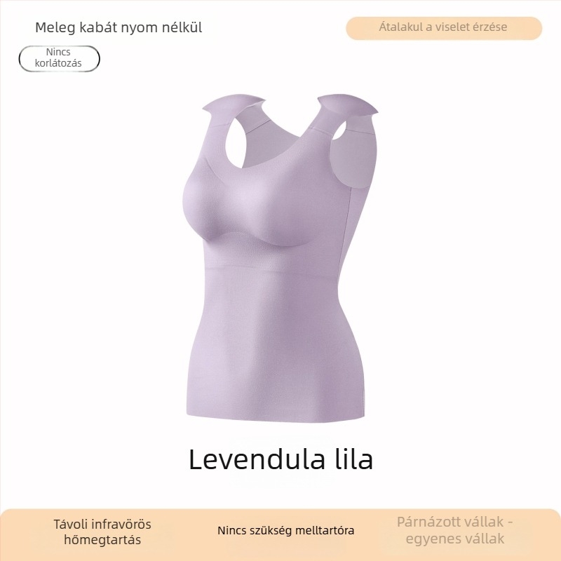 Női termikus mellény beépített kosarakkal, kerek nyakú, nylon anyag, melegített bolyhos bélés